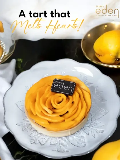 A tart that melts hearts. Our Mango Rose Tart is a signature item, showcasing our skill and love for fresh ingredients.