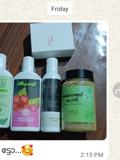 It feels so good when happy customers send photos of their orders. This package includes our Neem and Hibiscus shampoos, hair oil, and herbal powder. Thank you for the love.