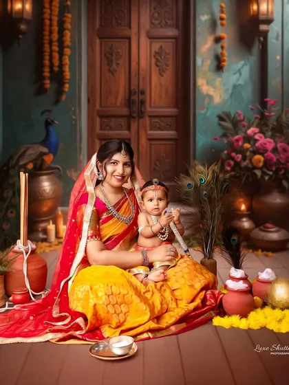 I love bringing creative and cultural concepts to life, like this fine-art "Yashoda and Krishna" shoot. These painterly portraits are perfect for celebrating heritage and creating a unique piece of art for your family.