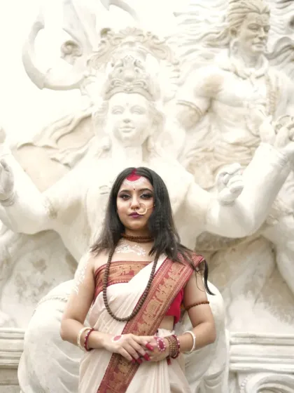 More than just a photo, this is a conceptual portrait that tells a story of divinity and strength. This Maha Shivaratri themed shoot blends traditional attire with powerful symbolism, creating a visual that is both spiritual and artistic.