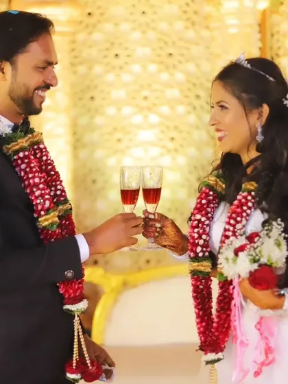 A toast to new beginnings. This Christian bride looks radiant in her white gown, with makeup that is elegant, timeless, and picture-perfect.