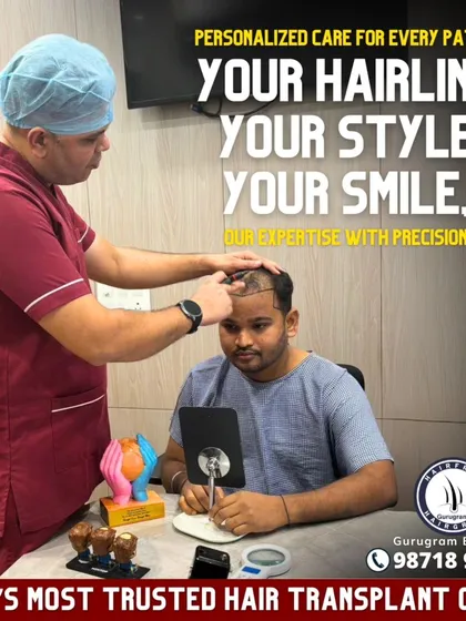 Your journey starts with a personal consultation. Here, I am designing a new hairline for a patient, making sure it suits his face and looks completely natural. It's not just about transplanting hair; it's about creating a look that brings back your smile.