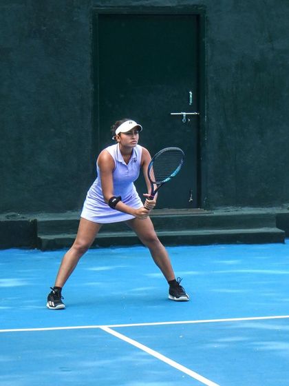 Another shot of a player in the ready position, demonstrating the athletic posture and focus we instill.