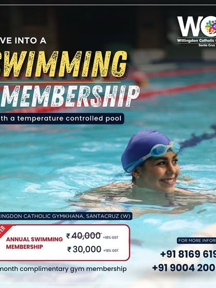 Dive into a swimming membership at Willingdon Catholic Gymkhana, Santacruz. Our temperature-controlled pool is now open to non-members with a special offer on annual memberships.