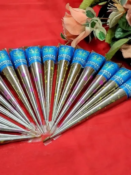 Here they are, my handmade organic henna cones. I make every batch fresh in Bangalore with pure, natural ingredients and no chemicals, so they are completely safe for your skin.