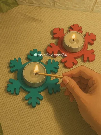 We couldn't resist trying the Ghibli art trend. Here's an animated version of us lighting our snowflake T-light holders. It captures the cozy, magical feeling we hope our products inspire.