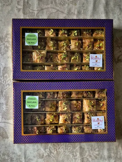 Two boxes of Baklava made for a client, one for personal enjoyment and one for gifting. It's one of those goodies I love making again and again.
