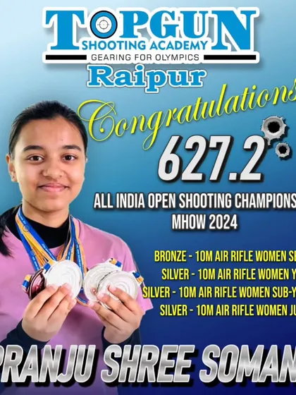 A phenomenal performance by Pranju Shree Somani from our Raipur branch at the All India Open Shooting Championship. She secured multiple medals across senior, youth, sub-youth, and junior categories, showcasing her versatile talent.