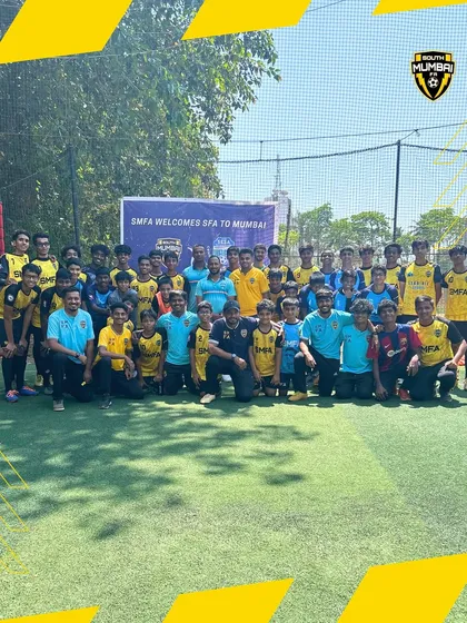 A group photo from the launch event of our partnership with SESA Football Academy, a landmark moment for football in Mumbai.