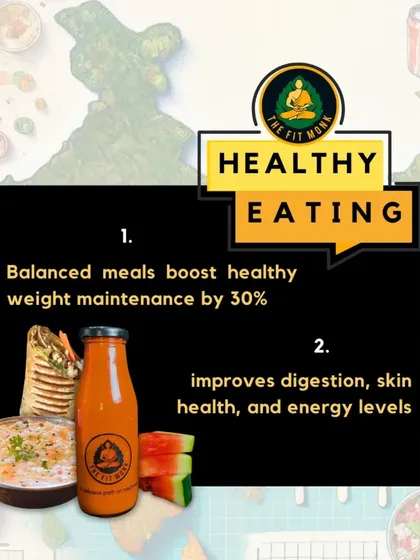 Healthy eating fact: Balanced meals can boost healthy weight maintenance by 30% and improve digestion, skin health, and energy levels.