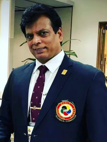 A portrait of my teacher, Hanshi Bharat Sharma, representing the World Karate Federation. His leadership extends beyond our dojo and onto the world stage.