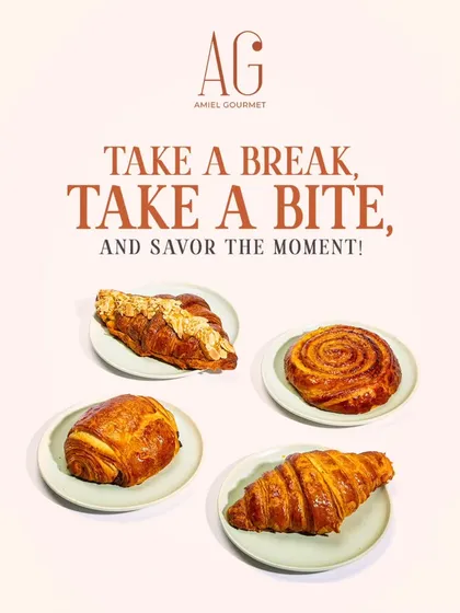 A perfect morning starts with authentic Viennoiserie. Here is a glimpse of my daily selection: a classic butter croissant, a rich pain au chocolat, a nutty almond croissant, and a sweet cinnamon roll. Each is crafted to be crisp, buttery, and melt-in-your-mouth delicious.