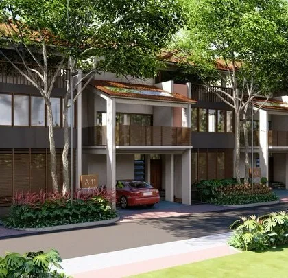We design streets as shared public realms that build community. By prioritizing green infrastructure and pedestrian-friendly pathways, we transform simple roads into vibrant spaces where residents can interact, connect, and thrive, as seen in this thoughtfully planned villa community.