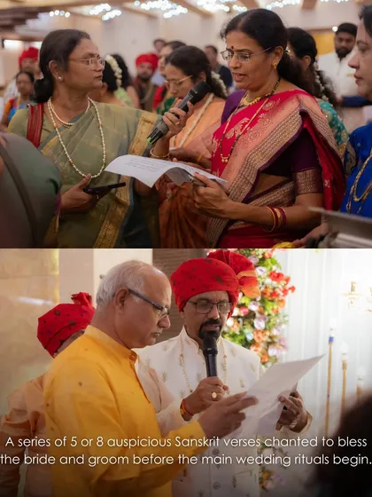 During the Mangalashtak, family members chant auspicious Sanskrit verses to bless the couple. We ensure these sacred traditions are conducted with the respect and serenity they deserve.