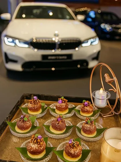 Decadent desserts served at the exclusive BMW 2 Series soiree. Each sweet bite was crafted to match the youthful and energetic spirit of the car, presented elegantly to complement the luxury and style of the launch event.