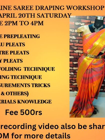 A flyer for a Saturday workshop in April, with a pre-recorded video provided to all students.