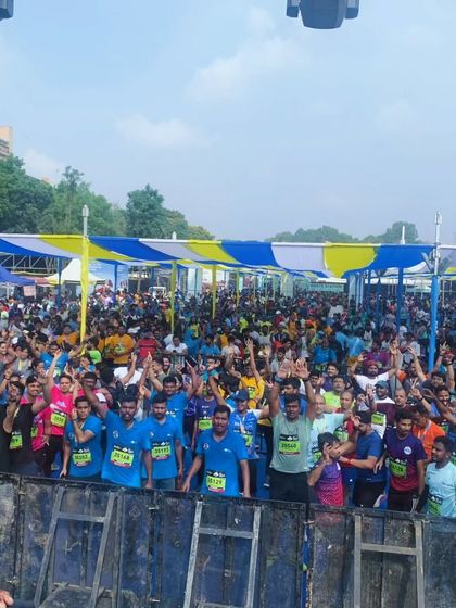 The incredible, high-energy crowd at the TCS World 10K Bengaluru marathon. We provided the musical motivation to keep the runners and supporters going.