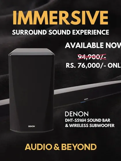 The Denon DHT-S516H soundbar and wireless subwoofer deliver an immersive, high-resolution audio experience. It supports Dolby Digital and DTS surround sound formats and can be controlled with your voice via Amazon Alexa.
