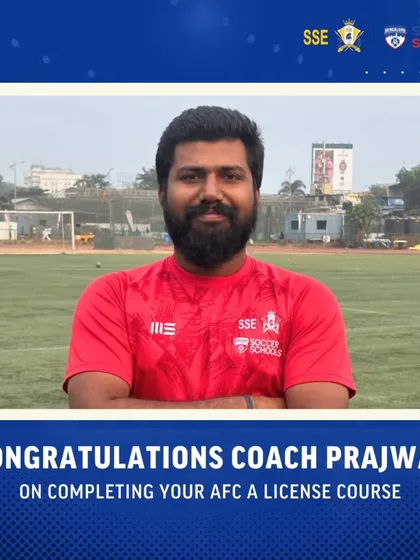 Raising the bar for coaching standards. We congratulate Coach Prajwal Chandan on achieving the prestigious AFC 'A' License, showcasing his growth and determination within our academy.