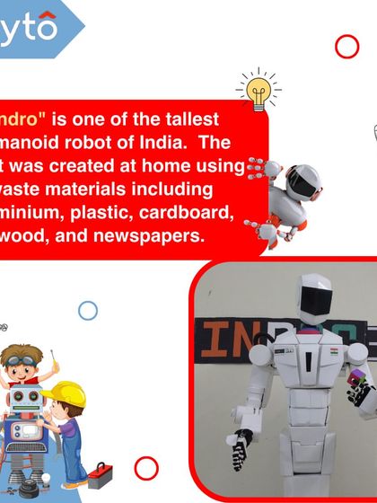 "Indro" is one of India's tallest humanoid robots, created at home using waste materials like aluminum, plastic, and cardboard.