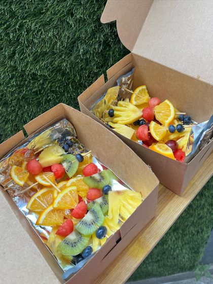 Our fresh fruit skewers are a great way to beat the heat. We arrange a variety of seasonal fruits in convenient, travel-friendly boxes for your parties and gatherings.