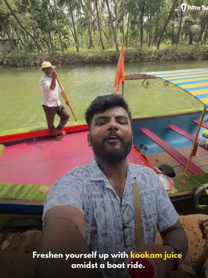 A boat ride in Gokarna is the perfect way to freshen up. Here is one of our travellers enjoying some kokum juice while cruising along the coast. It is these small, local experiences that make our trips special.