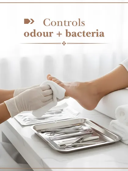 One of the key benefits of a professional pedicure is hygiene. My process includes steps that help control odor and bacteria, leaving your feet feeling fresh and clean.