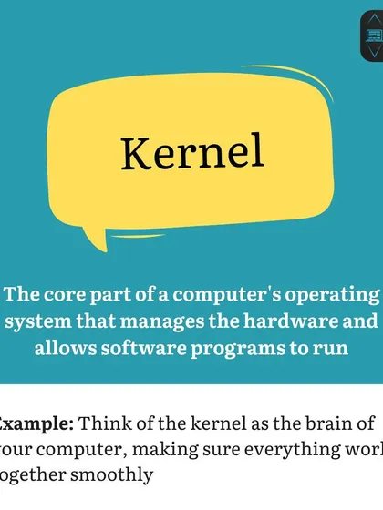 This post defines 'Kernel' as the brain of a computer's operating system. This helps students understand its central role in managing hardware and software.