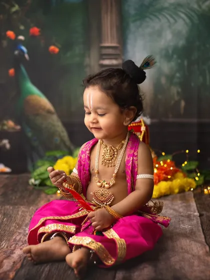 I feel so honored to create these special portraits. This sweet boy made the most perfect Little Krishna, and his gentle smile truly captures the spirit of the theme.