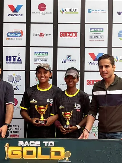 A collection celebrating Paavani Bisht's major victories, including her first All India CS U18 title and her success at the Tennis Premier League Delhi Masters.