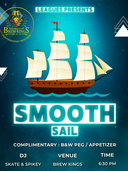 "Smooth Sail" themed party poster for an event at Brew Kings.