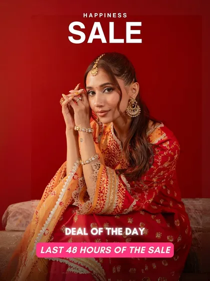 This is your official 48 hour warning. My Happiness Sale is ending soon, and so is your chance to get gorgeous festive outfits like this red and yellow kurta set at amazing prices.