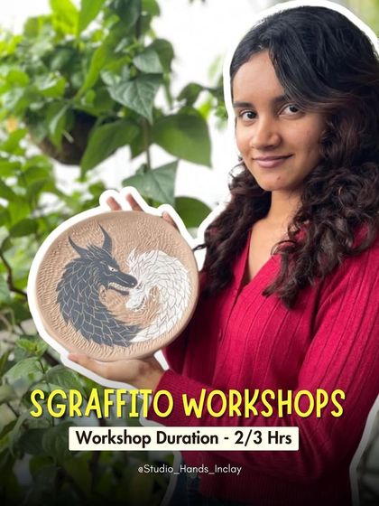 Explore the art of Sgraffito! This student created a stunning yin-yang dragon design on her decorative plate.