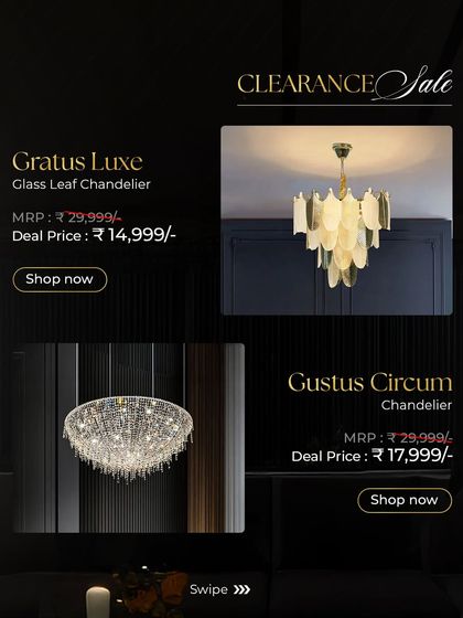 The Gratus Luxe Glass Leaf Chandelier, seen here on clearance, offers a more compact version of the nature-inspired design, perfect for smaller spaces.