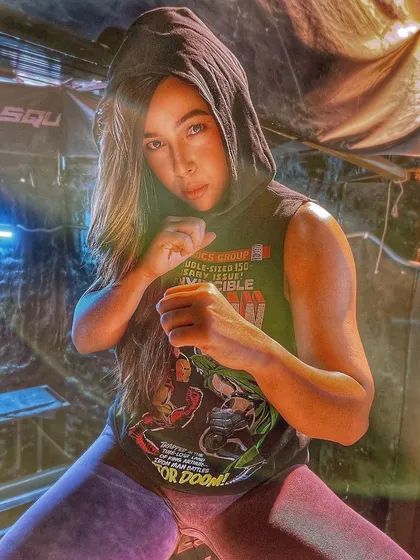 Courage is going on when you don't have strength. A powerful stance, ready to fight, embodying the warrior spirit we cultivate.