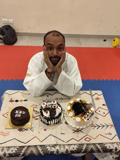 A quiet moment with my birthday cakes after the celebration with my students. I am grateful for my team.