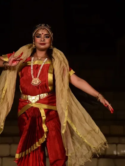 The powerful character of Draupadi, born of fire, portrayed with incredible strength and spirit by my student, Paromita. Her performance brought a vital energy to the production.