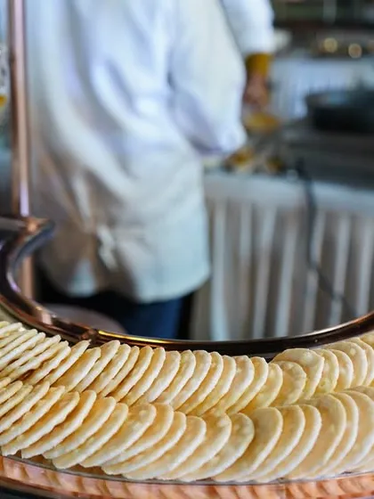 Simple yet elegant. A platter of assorted crackers, perfectly arranged and ready to be paired with cheeses, dips, or other appetizers from the grazing table.