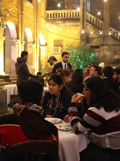 The pop-up dinner in progress, bringing the community together and demonstrating the social power of adaptive reuse.