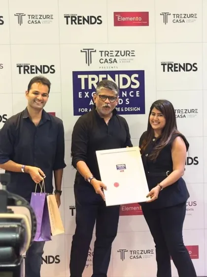 Our founder, Ritika Rakhiani, accepting the Commendation at the TRENDS Excellence Awards. This honor celebrates our human-centric approach to design, creating spaces that are both functional and joyful.