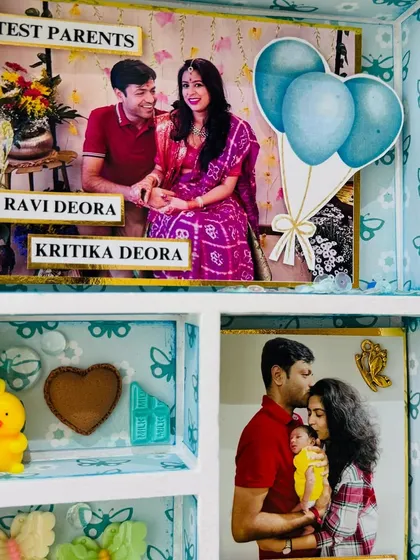 The 'Cutest Parents' section of the frame, showing the couple during the pregnancy, eagerly awaiting their bundle of joy.