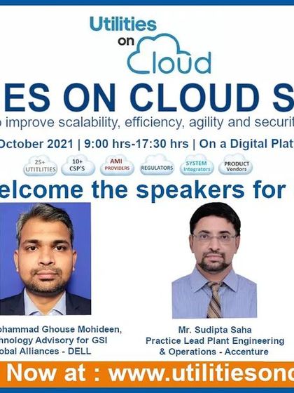 We collaborate with industry leaders and technology experts at events like the Utilities on Cloud Summit. This image showcases some of the esteemed speakers from organizations like Dell, Accenture, and Siemens who share their insights on our partner platforms.