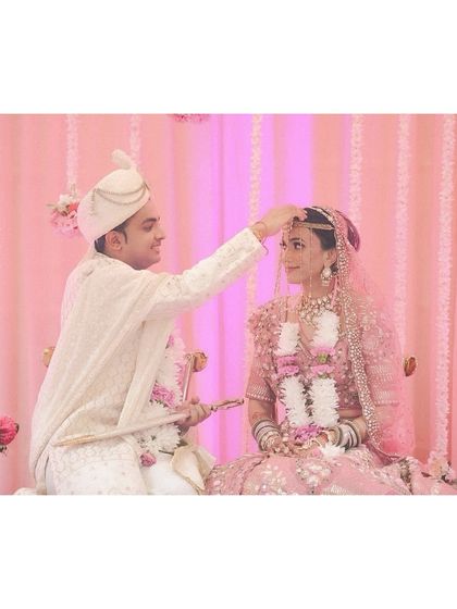 The moment it all comes together. Our virtual bride and groom share a blissful moment during their ceremony. We ensured their outfits were perfectly coordinated, creating a harmonious and picture-perfect look.