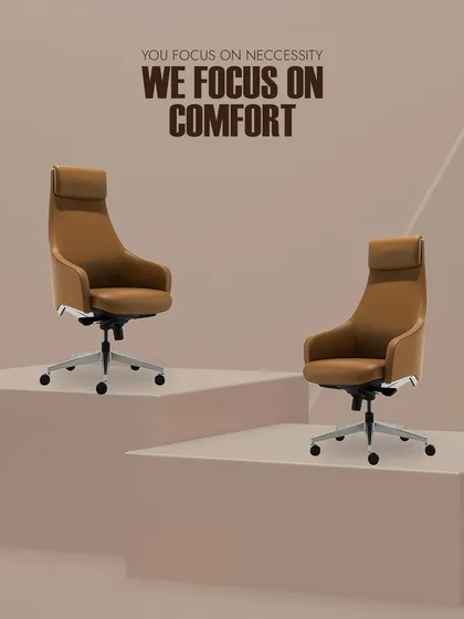 I believe comfort is a necessity, not a luxury, in the workplace. These high-back office chairs in a rich brown leather are designed to provide exceptional comfort and support.
