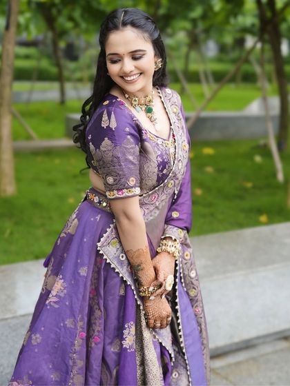 The joy of a bride to be. Her smile is the best accessory, and I made sure her makeup was just as bright and happy for her Gordhana.