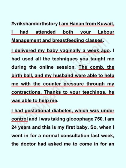 This testimonial highlights the importance of partner support. Thanks to our classes, her husband knew how to provide counter-pressure and help her through contractions during her induced labor.
