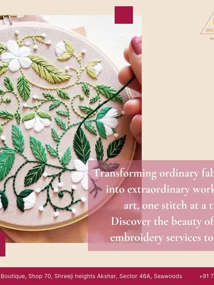 The beauty of my work lies in the details. My custom embroidery service transforms ordinary fabrics into works of art. From delicate floral patterns to intricate threadwork, I can add a unique and personal touch to any garment.