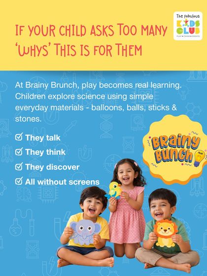 If your child is full of questions, this program is for them. At Brainy Bunch, we explore science using simple materials like balloons, sticks, and stones, encouraging kids to talk, think, and discover without any screens.