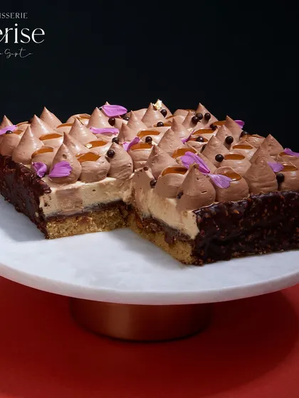 This entremet is a heavenly combination of crunchy, creamy, and rich chocolate in every bite. It’s a true celebration of the hazelnut.