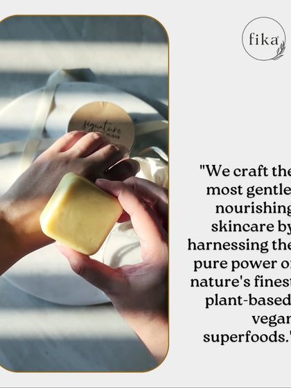 I craft the most gentle, nourishing skincare by harnessing the pure power of nature's finest plant-based, vegan superfoods, like the butters used in this solid lotion bar.